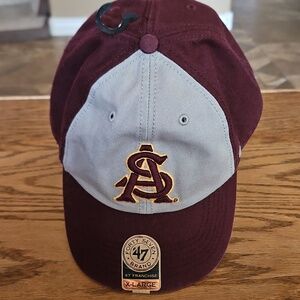 Arizona State Hat ASU Sun Devils Baseball Cap Semi Fit Canvas '47 Maroon Gray XL